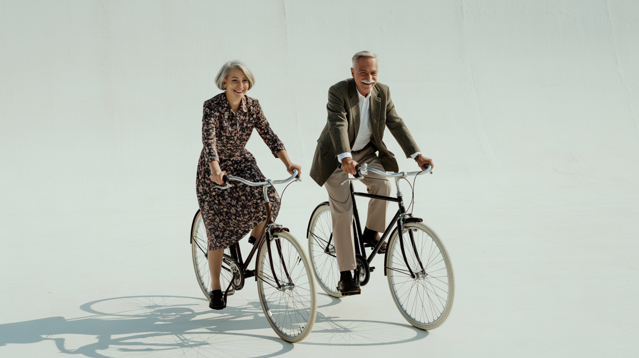 Active seniors biking together, showing healthy lifestyle with Medicare Advantage