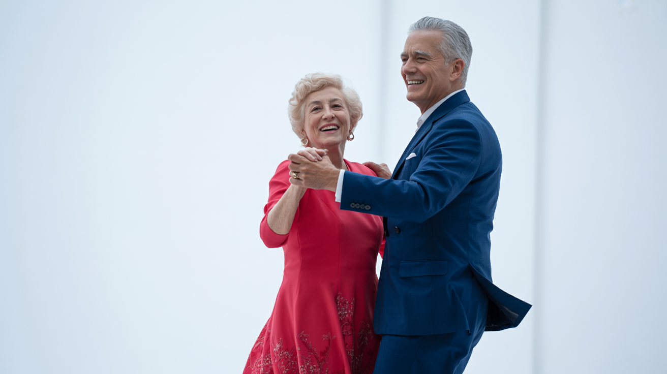 Seniors dancing together, showing active lifestyle with Medicare Advantage coverage
